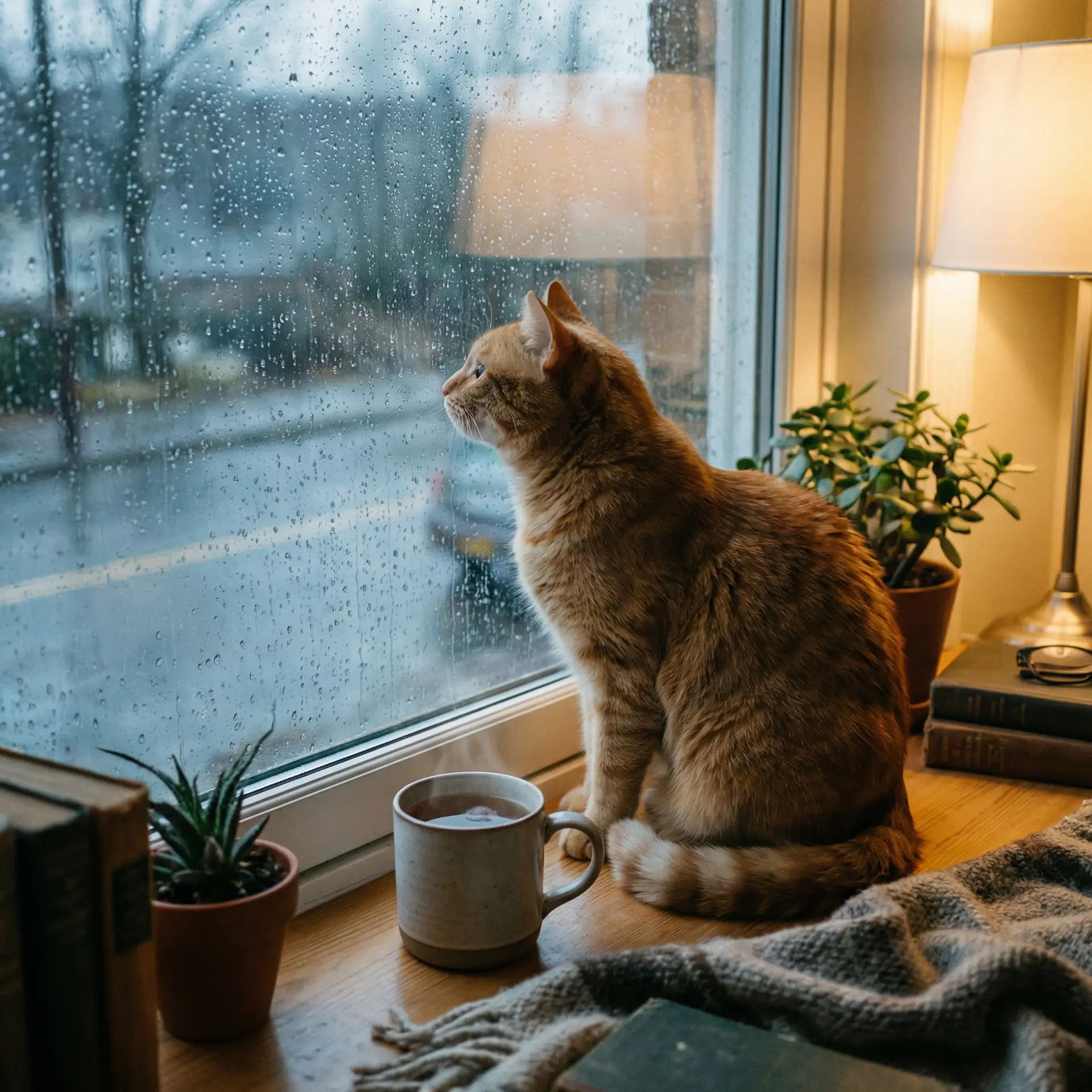 猫咪望着窗外的雨 - 好儿子太厉害了